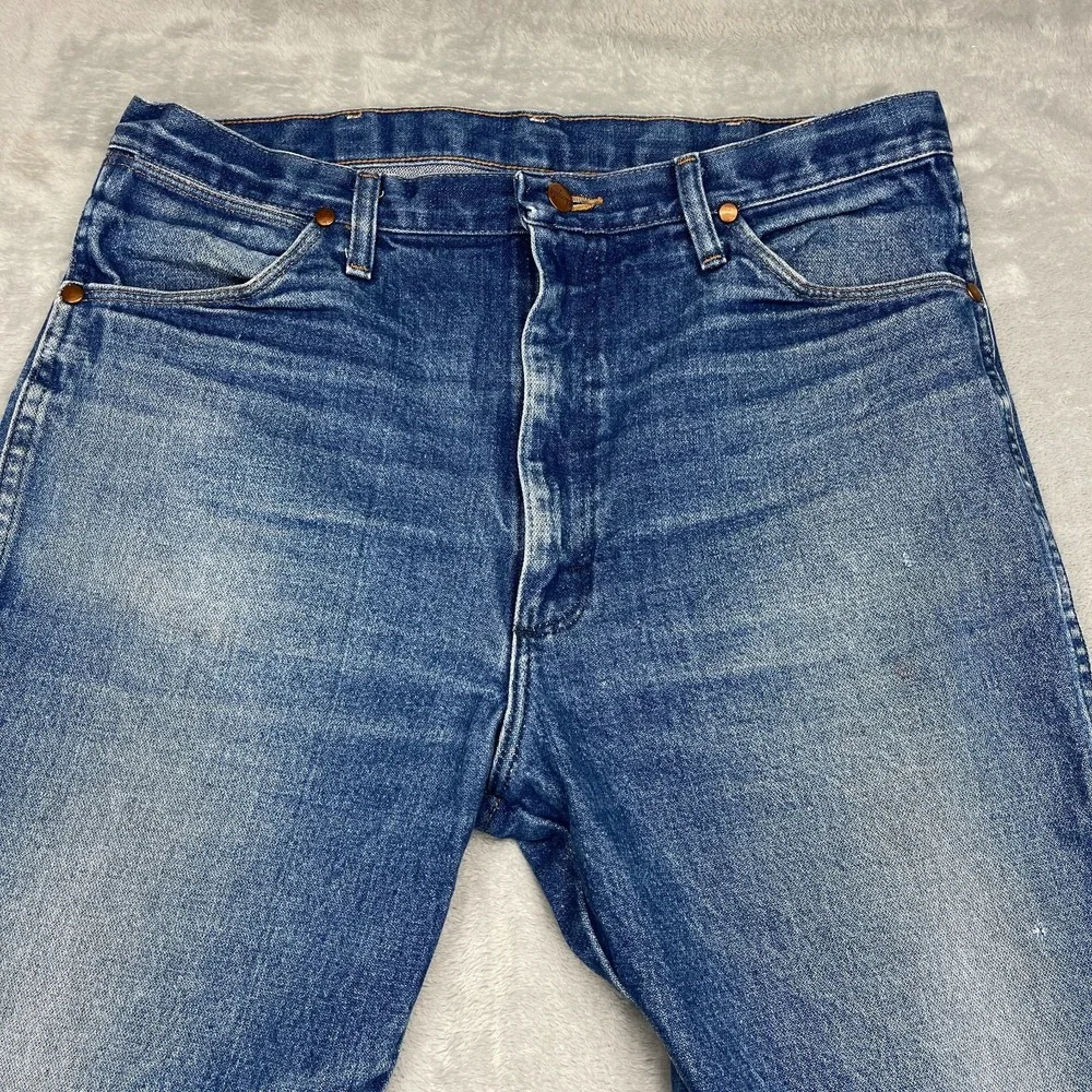 Wrangler Jeans Mens 36x36 Blue Denim 13MWZ Faded Slim Cowboy Cut Straight Leg